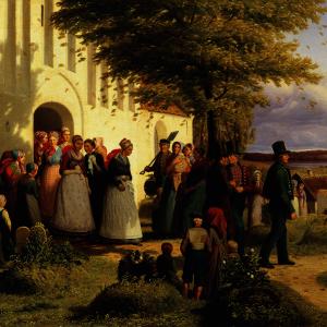 Jørgen Sonne – Brudefærd fra det nordlige Sjælland, hvor den hjemkomne soldat finder sin Forlovede som en andens brud (1856/1859)